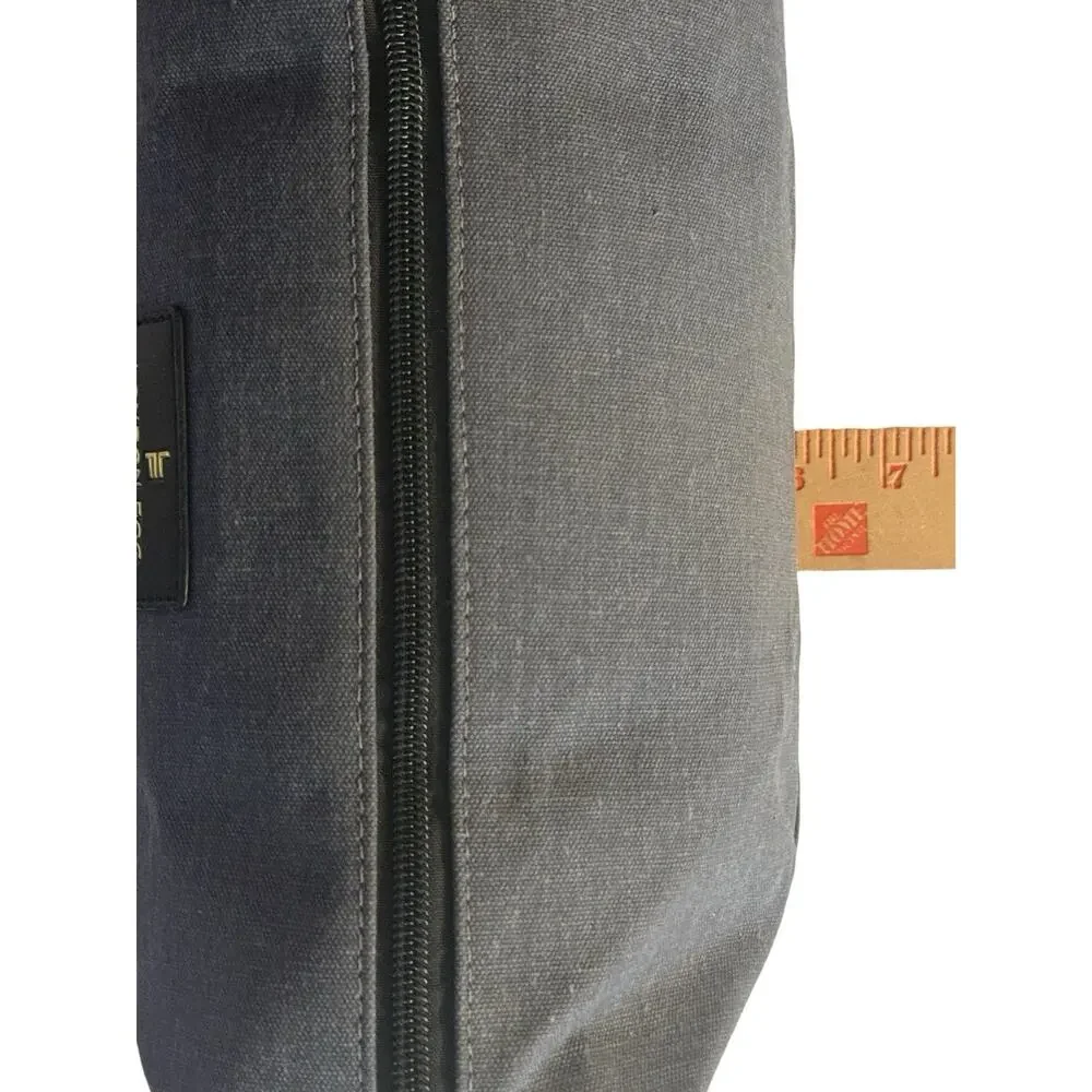 London Fog Canvas Cosmetic Case Travel Bag Toiletries Shave Dark Gray Denim New